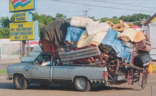 Overloaded pickup, Nacogdoches, TX. Photo by Joe Higgins